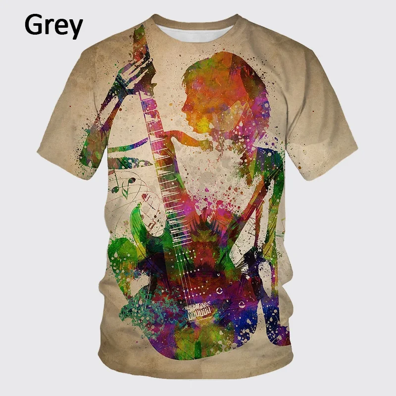 

Новинка лета 2023, 3d футболка для мужчин и женщин, Ретро футболка с 3D принтом рок-гитары, Мужская модная крутая футболка с коротким рукавом