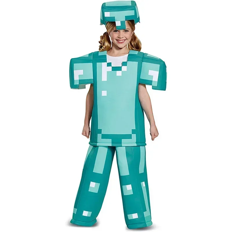 Фото Профессиональный сценический костюм Pixel-Man 2026 для детей: Крипер и Стив для геймеров, идеально подходит для вечеринок на Хэллоуин №5