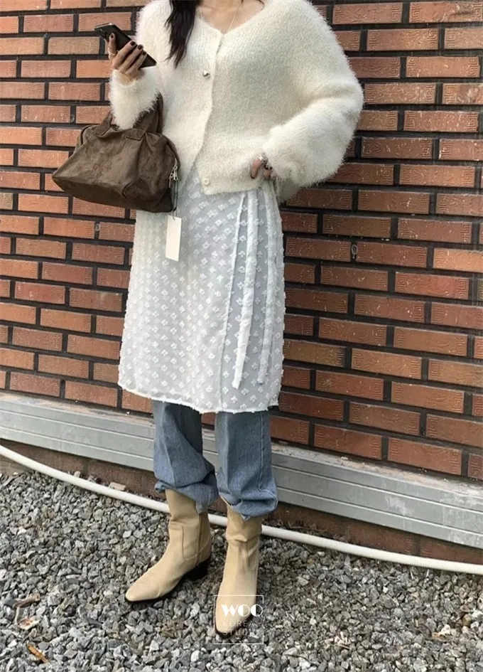 Корейская модная многослойная юбка kusхитки с небольшим цветочным галстуком и