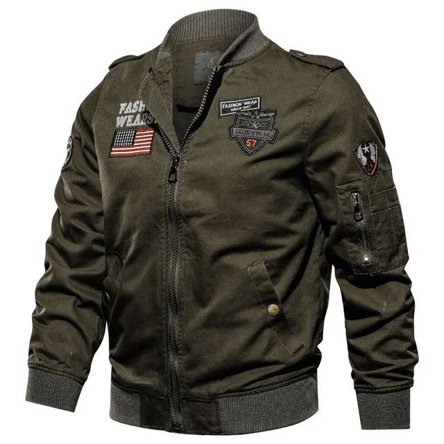 

Tactics Jacket Men Autumn Spring Bomber Cotton Coat Plus Size Embroidery Airplane Pilot Cargo Jackets Male Jaqueta Masculina