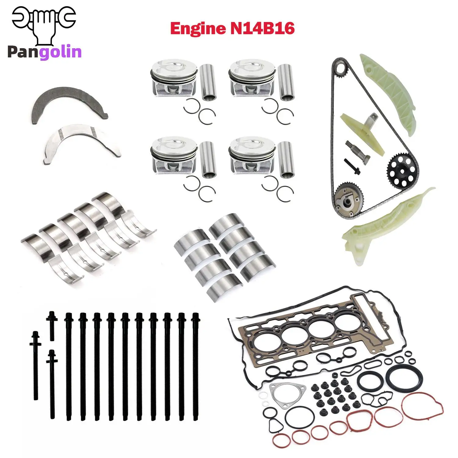N14 ремонт двигателя Ремонт поршней комплект цепь синхронизации для Mini Cooper S JCW R55 R56