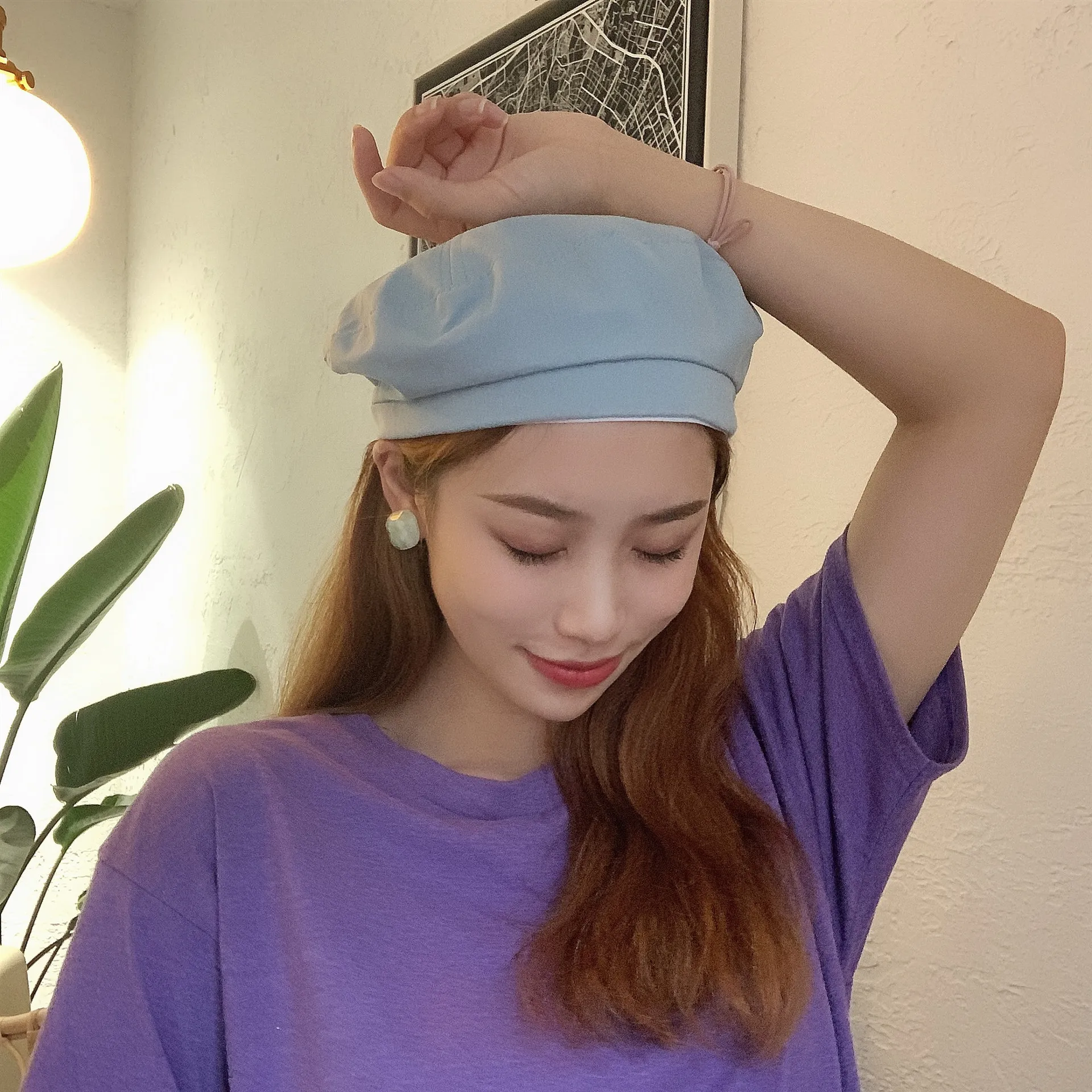 

Chic Beret Hat Women Japanese Solid Color Pumpkin Hat Harajuku Literary Style Painter Hat boinas para hombre