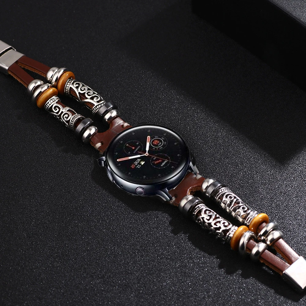 Ремешок кожаный для часов Huawe Watch GT2 46 мм GT 2 Pro/2e браслет Samsung Galaxy 3 41 активный