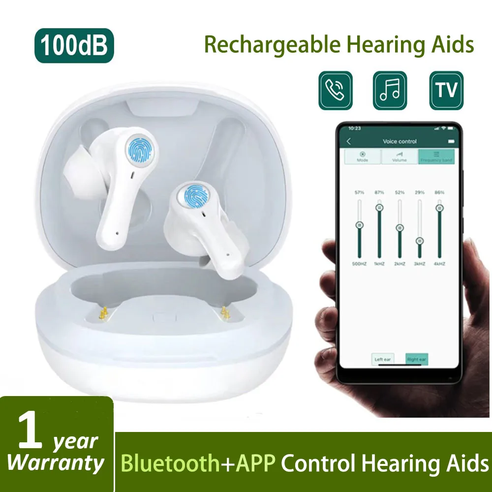 

Rechargeable Hearing Aids Wireless Bluetooth Hearing Aid High Power Sound Amplifier For Deafness Moderate to Severe Loss Fone