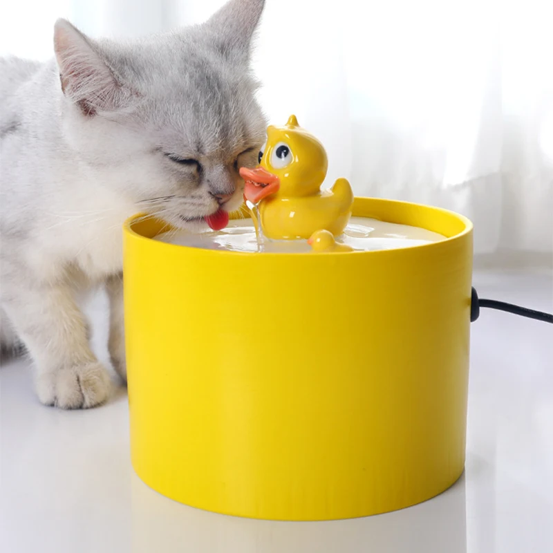 

Small Duck Shape Ceramic Cat Water Fountain USB Powered Electric Water Dispenser Cat Feeder Drink Filter Cat Pet Drinking Bowl