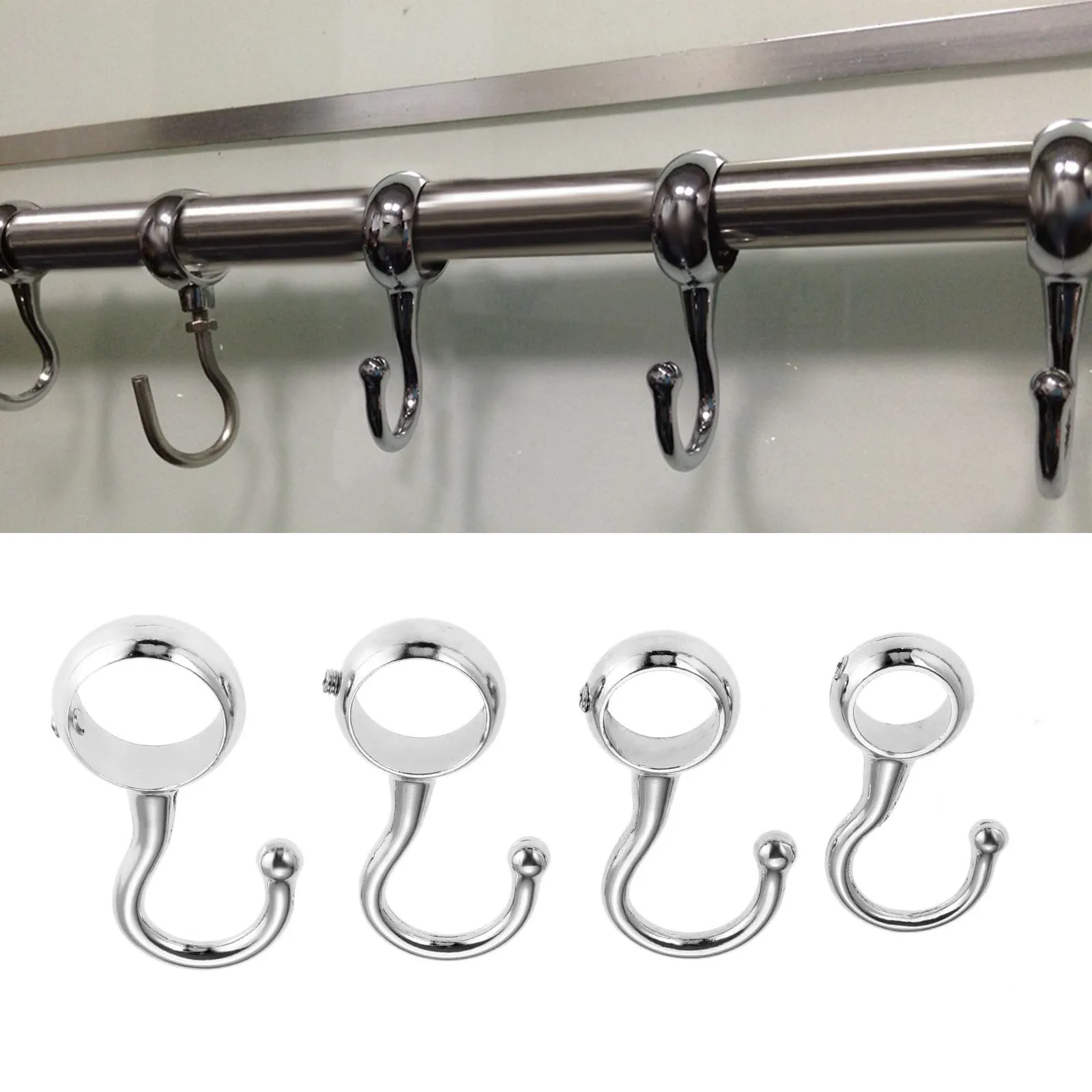 

2pcs 16/19/22/25mm Wardrobe Bathroom Hanging Tube Pipe Rod Hooks Kitchen Pan Hook Bathroom Hook Hanger for Towel Clothes