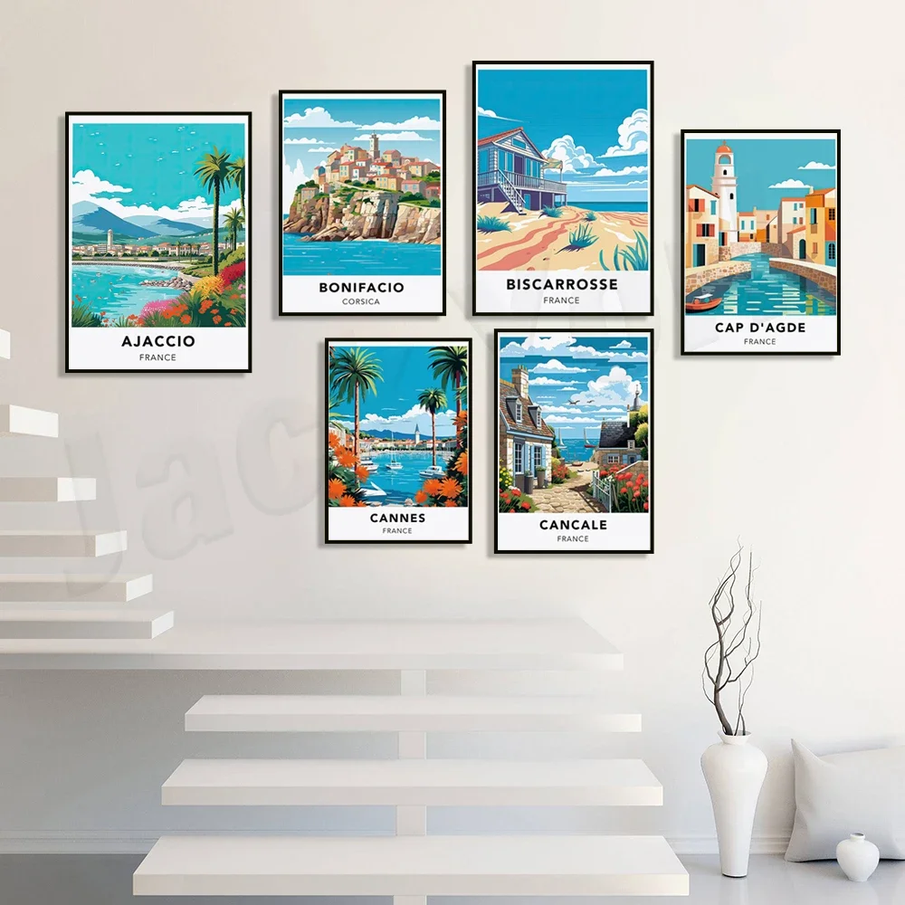 Arcachon Antibes Bastia Cancale Cap dɺgde Ajaccio Bonifacio Biscarrosse BANDOL постер с принтом Франция