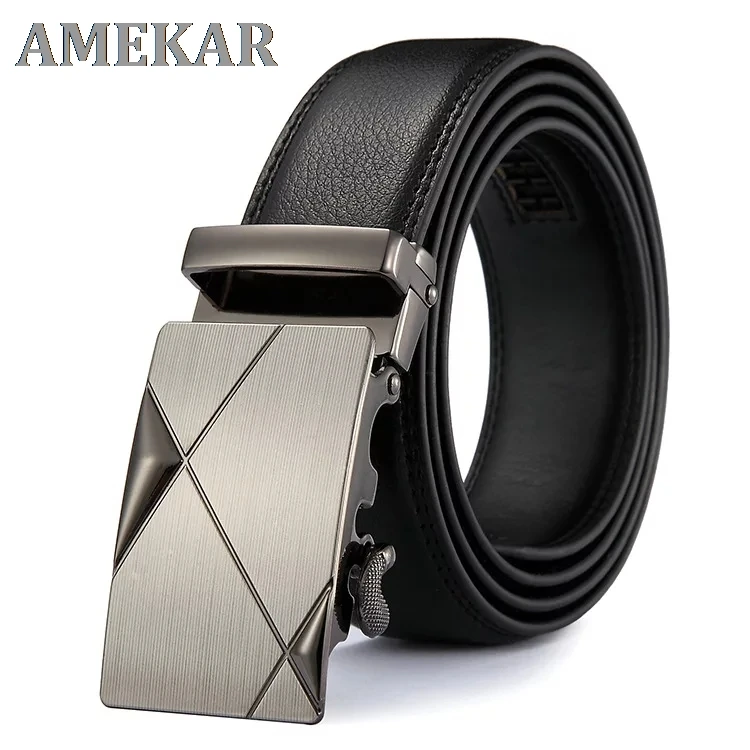 Belt For Men Brand Design Men's Belt High Quality Young Cow Leather Alloy Automatic Buckle Trendy Pa