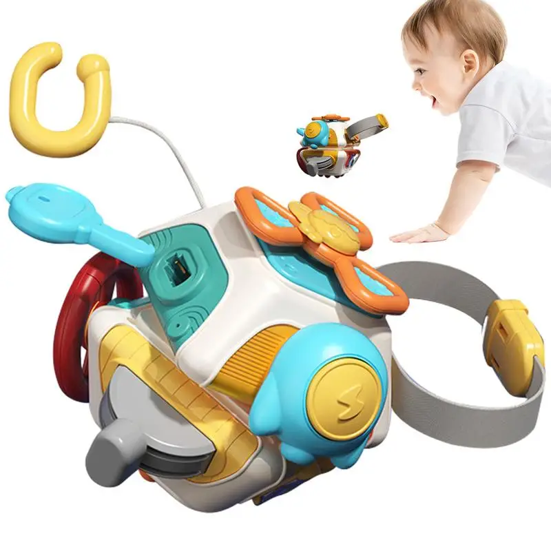 

Pull String Toy 10 Sides Colorful Spaceship Sensory Cube Creative Pull Toy Fun Interactive 360 Rotation Steering Wheel