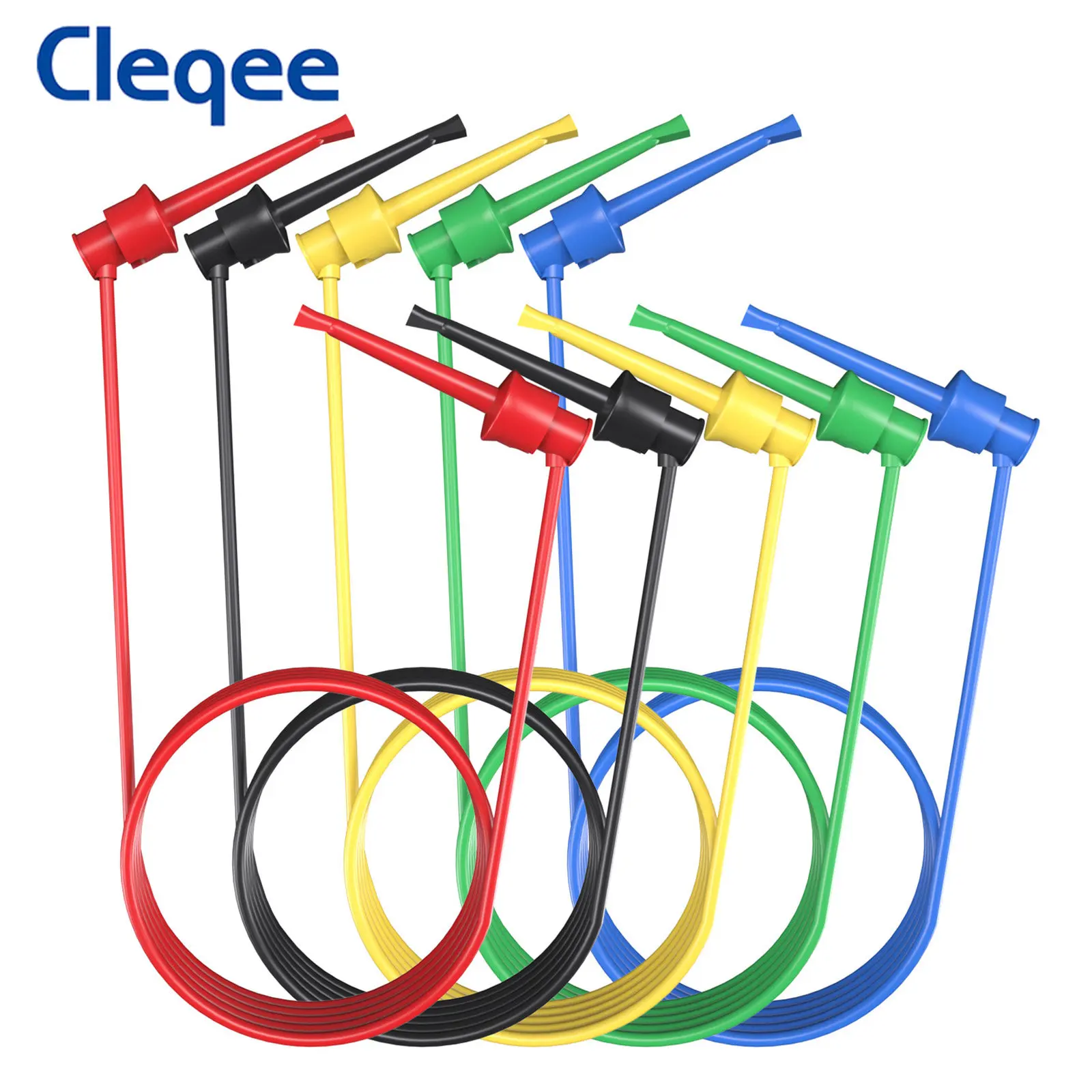 Cleqee P1520 5 шт. тестовый крючок с зажимом для мини-захватщика тестовые провода SMD IC инструмент силиконовая перемычка 20AWG электрический 50 см тестовый кабель