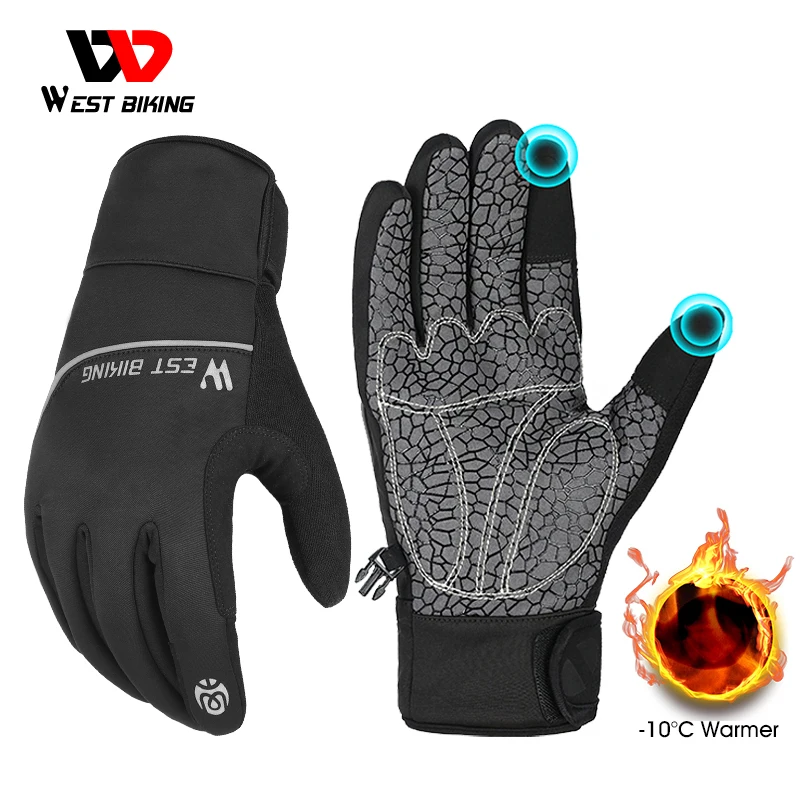 

WEST BIKING Cycling Gloves Full Finger Shockproof Wear Resistant Warm MTB Road Bicycle Gloves Men Women Sports Bike Equipment