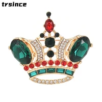 crystal crown brooches for women fashion vintage jewelry beautiful shining rhinestone pin high quality new 2022