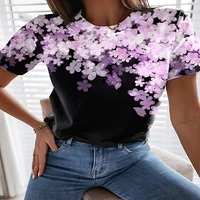 beautiful flower womens t shirt harajuku 3d round neck t shirt fashion shirt short sleeve top simple summer womens clothing