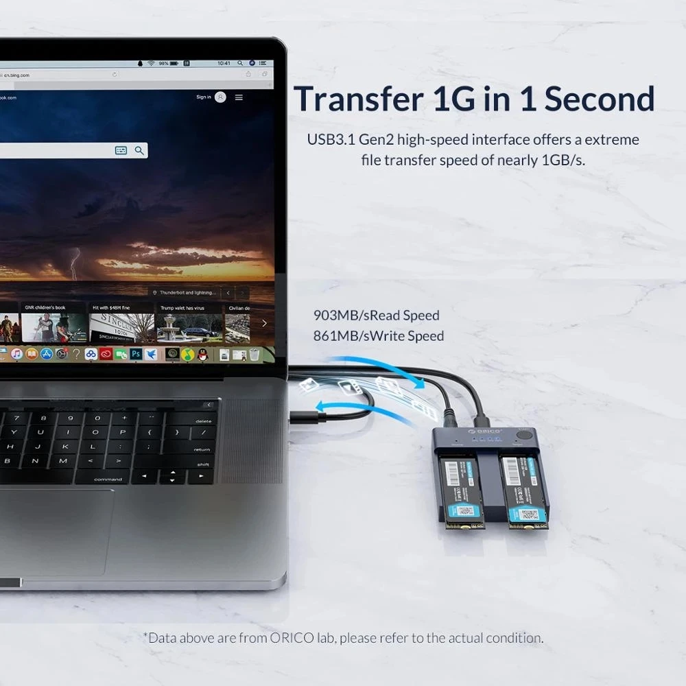 Флэш-Дубликатор NVME Dual -Bay M.2 SSD 10 Гбит/с автономный Клон USB Type-C для M Key M/B PCIe