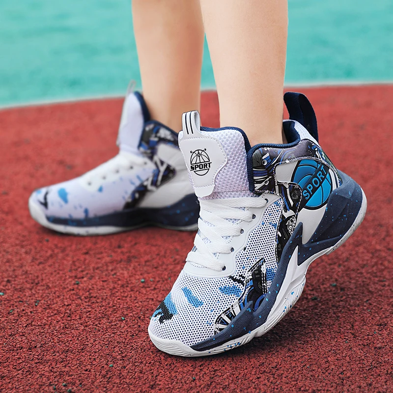 High quality medium children's durable non-slip comfortable basketball sneakers 30-40