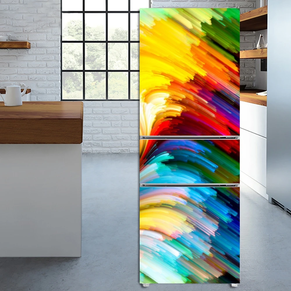 

Colors Stickers Door Cover Refrigerator Wallpaper Adhesive Freezer Vinyl Film Decor Fun Decal Art Mural Kitchen