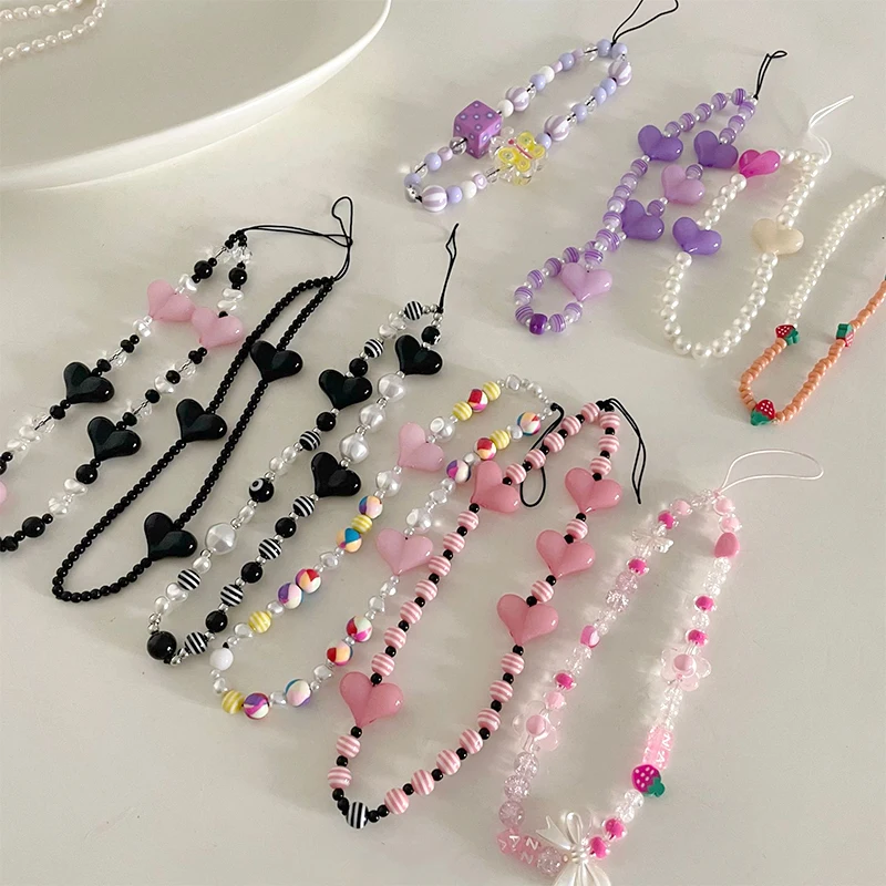 Colorful Candy Hearts Key Chain Ladies Fashion Cute Romantic Vintage Keychain Charm Korea 90s Aesthetic Bag Phone Chain Gift New