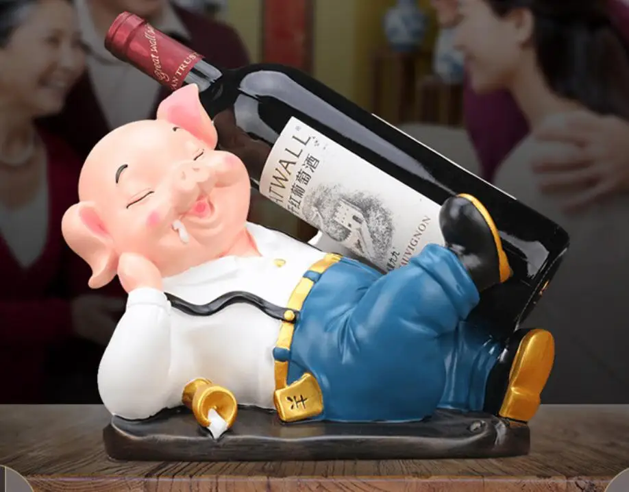 

Creative Nordic style wine rack pig furnish household wine cabinet table decoration practical wine rack wine bottle rack