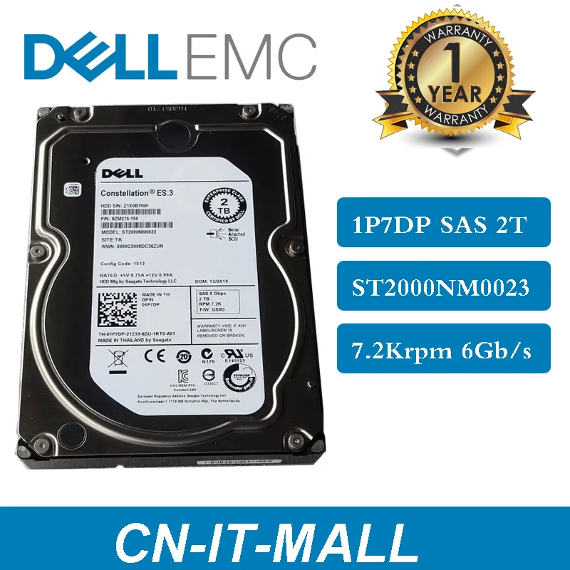 

NEW DELL 3.5 1P7DP 01P7DP ST2000NM0023 2TB NL SAS 7.2K 2T 6G Server Hard Drive HDD