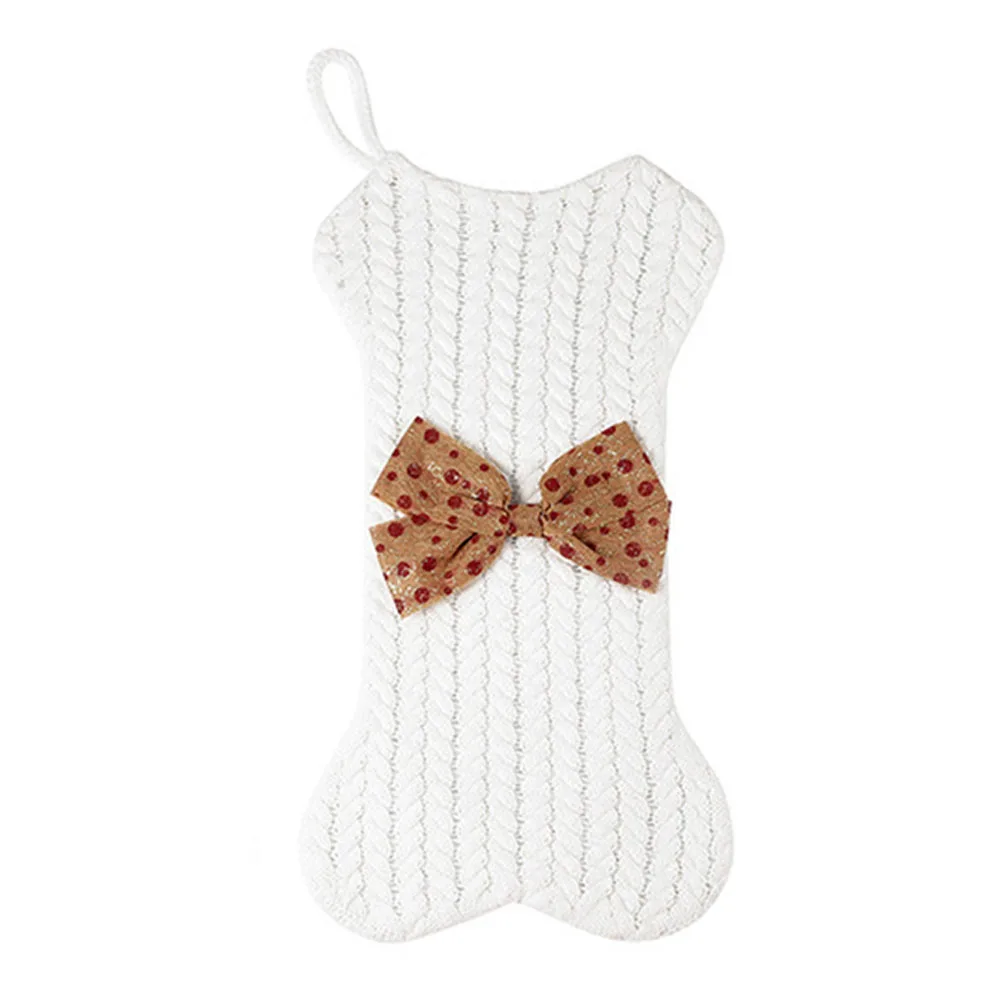 Вязаная подвесная сумка в форме кости рождественские вязаные чулки украшения