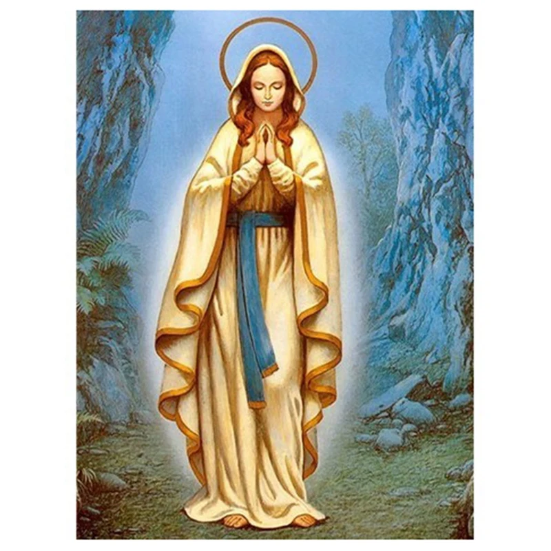 

Алмазная живопись «сделай сам», алмазная вышивка, круглые алмазы из смолы, вышивка крестиком, домашний Настенный декор, 30x40 см, Дева Мария