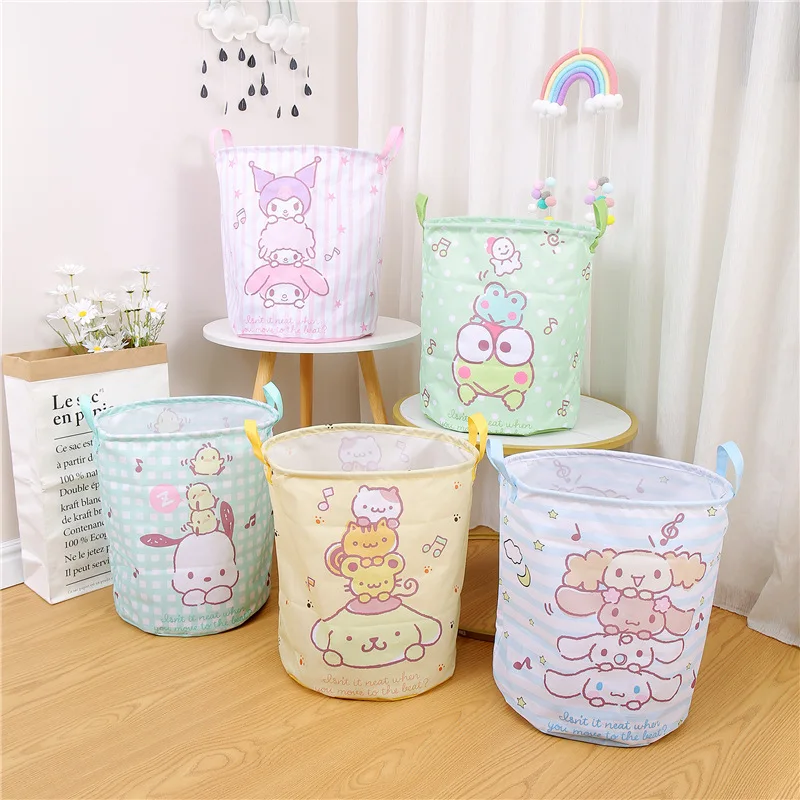 

Lovely Kawaii Sanrio Foldable Laundry Basket My Melody Kuromi Cinnamoroll Hello Kitty Cartoon Folding Washing Bin Laundry Hamper