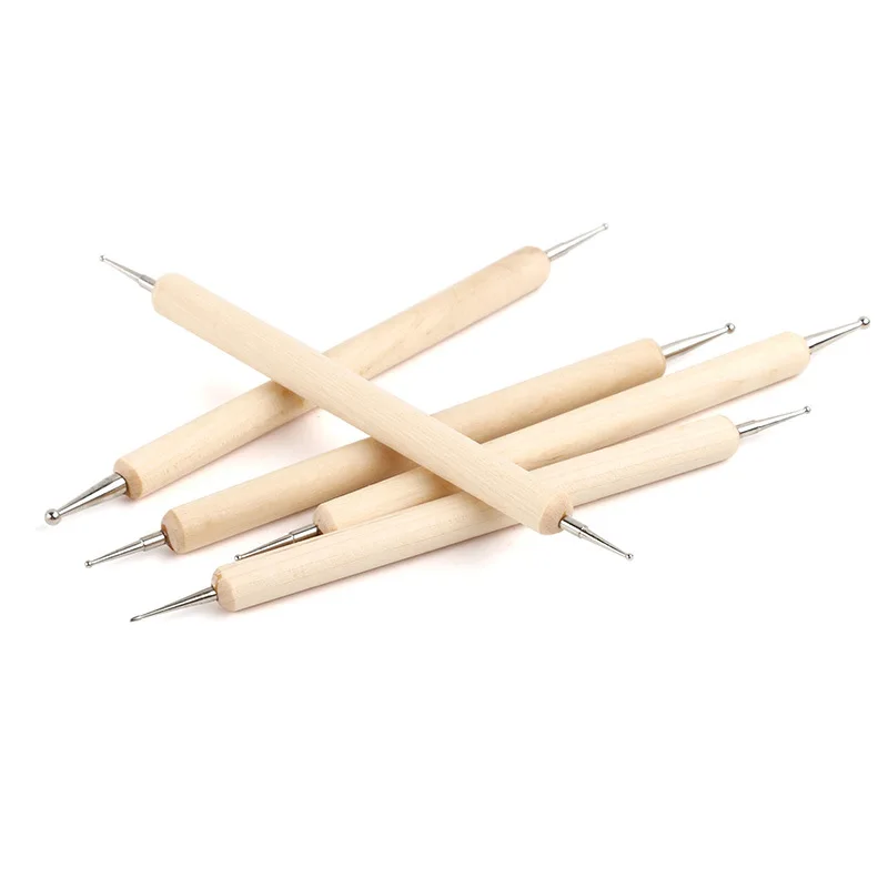

5 Pcs/Set UV Gel Wooden Nail Dotting Pens Dual Arrange Painting Drawing Pulling Nail Art Designs Tools Brushes