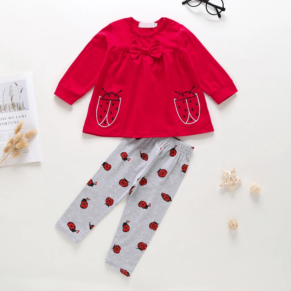

Girls Regular Cartoon Autumn Round Neck 2 Piece Long Sleeve