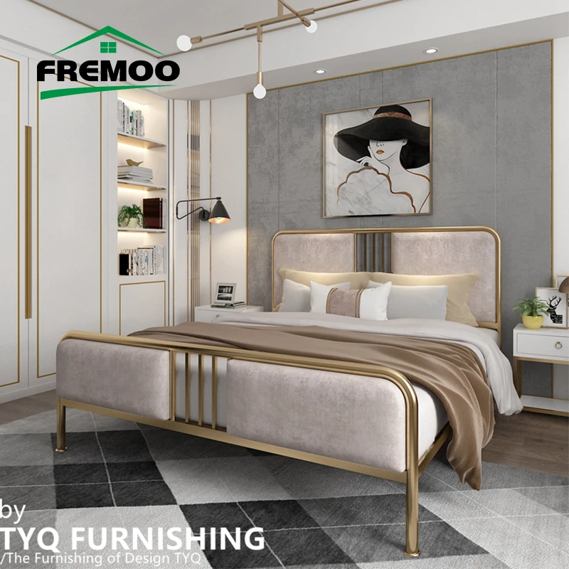 

Nordic Light Luxury iron Princess Bed Modern Minimalist Double iron Frame Bed High Quality Bedroom Furniture Set Lit 2 Personnes