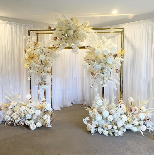 

stainless steel Metal Gold Flower Arch Frame Backdrop Stand Wedding Arch for wedding decoration
