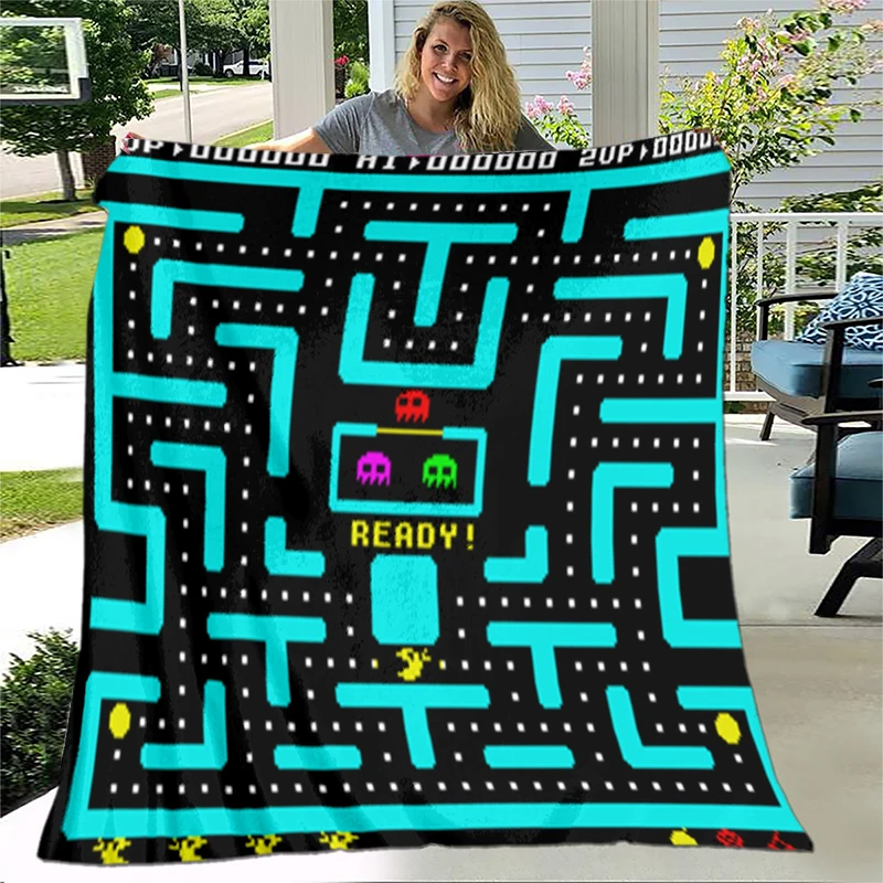 

Retro Games Maze Flannel Blanket Super Soft Fleece Throw Blankets for Bedroom Couch Sofa Tv Blanket Gamer Blanket
