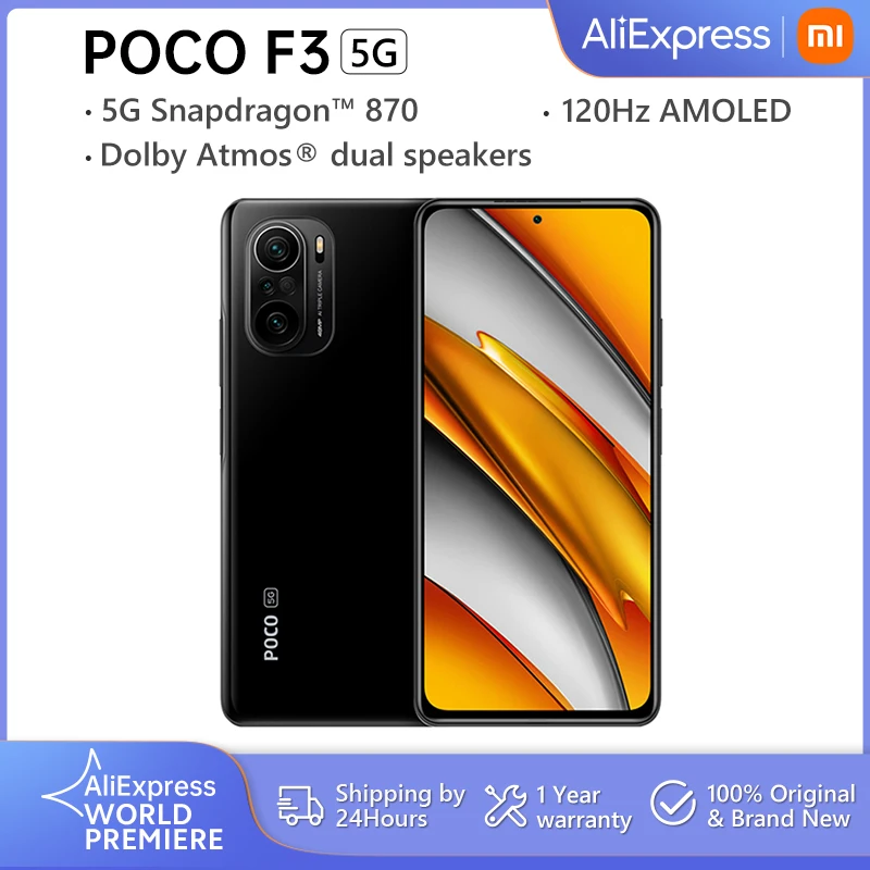 

POCO F3 NFC 5G 6GB 128GB/8GB 256GB Smartphone Global Version Snapdragon 870 Octa Core 6.67"120Hz E4 AMOLED Display 33W Fast 48MP