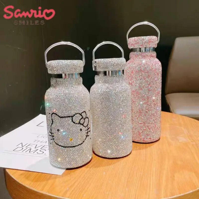 

Kawaii Sanrio Y2K Anime Diamond Series Hello Kitty Thermos Cup Hottie Cartoon Portable Straight Water Cup Girl Gift Ss304