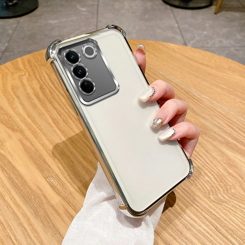 Фото Для vivo V29e Чехол vivo Y200 Чехол vivo V30 Lite 5G Чехол для телефона V2317 V2314 Бампер Противоударный защитный чехол Прозрачная гальваническая пластина №3