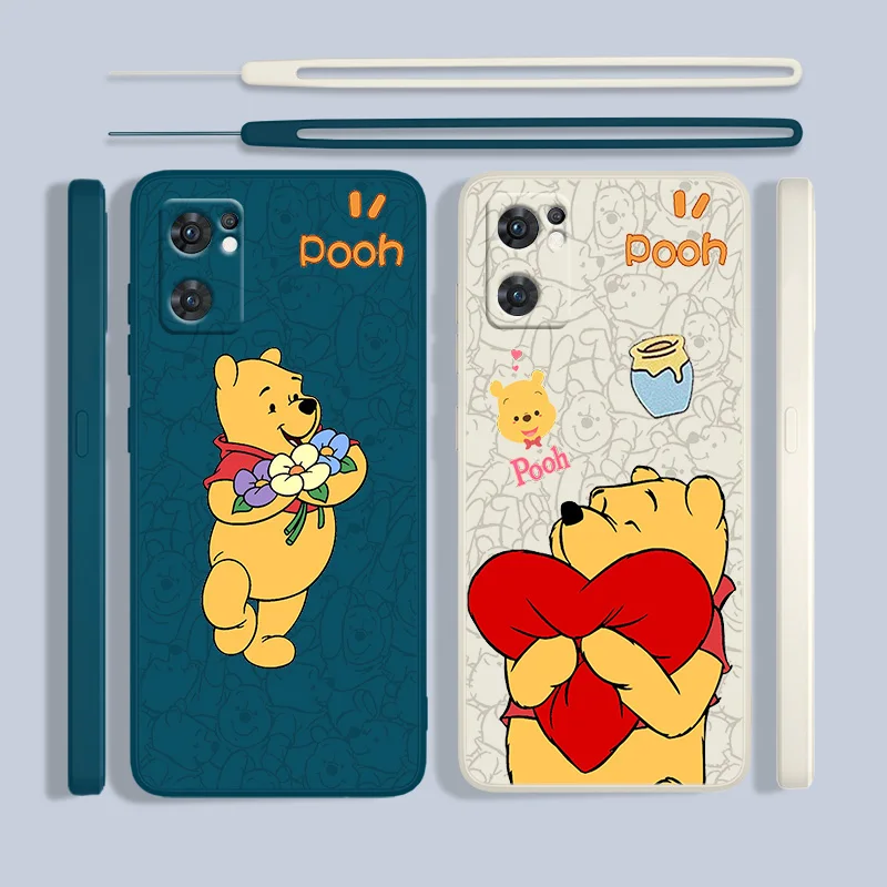 

Disney Cute Pooh Bear Phone Case For OPPO A72 A57 A54S A53S A52 A31 A16S A9 A5 A1K A12 AX7 F21 F9 A5 Liquid Rope Cover
