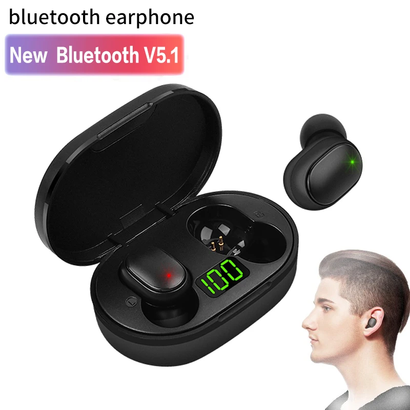 

TWS E6S Wireless Headphones Bluetooth V5.1 Earphones Headsets with Mic Sport Noise Cancelling Mini Earbuds for Xiaomi Redmi