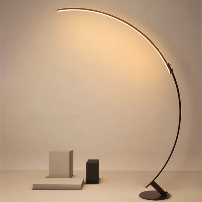 Дизайнерский торшер креативная длинная лампа коричнево-белая дуговая для