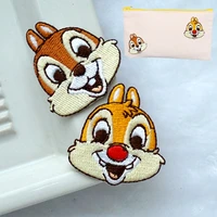 1pcs disney cartoon embroidery patch chip n dale cute squirrel iron on sticker diy hand ledger clothes socks bag decoration