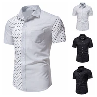 2022 new summer european size mens polka dot printed single breasted lapel trim business short sleeve mens shirts
