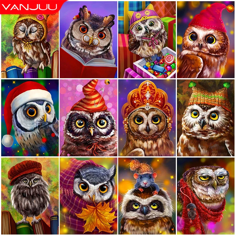 

Алмазная мозаика с полным заполнением, сова 5D, «сделай сам» стразы, искусство, животное, алмазная живопись, мультфильм, Набор для вышивки крестиком ручной работы, домашний декор, подарок