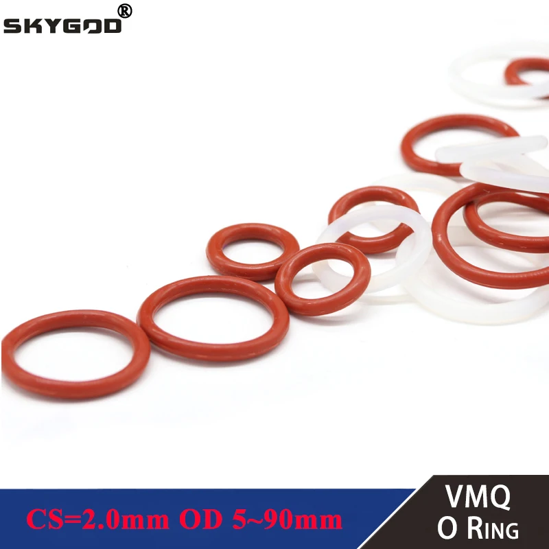 

10Pcs VMQ Silicone Ring Gasket CS CS 2mm OD 5 ~ 90mm O Ring Rubber Seal Pressure Cooker O-ring Food High Temperature Gasket