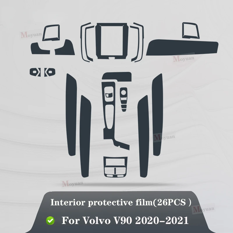 Для Volvo V90 2020 2021 центральная консоль салона автомобиля прозрачная фотопленка для