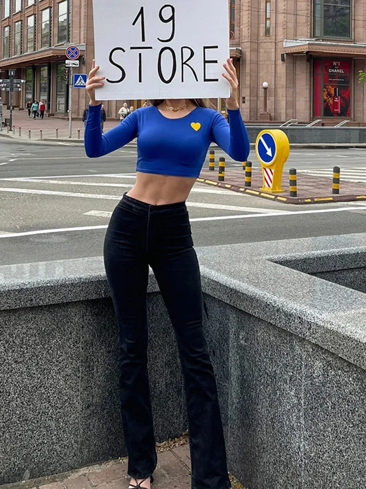 

Apprabant Autumn Fashion Basics Blouse Women Hotsweet Style Full Sleeve Tops Contrast Color Midring Baring T-shirt Streetwear