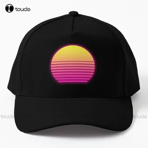 Retrowave Sun Icon Of Synthwave Baseball Cap Womens Hats Baseball Caps Street Skateboard Denim Color Sun Hats Adjustable Cartoon
