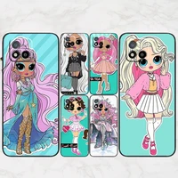 l o l surprise doll art phone case for oppo realme v11 x3 x50 q5i gt neo2 c21y c3 9 9i 8 8i 7i 6 5 pro 5g master black soft