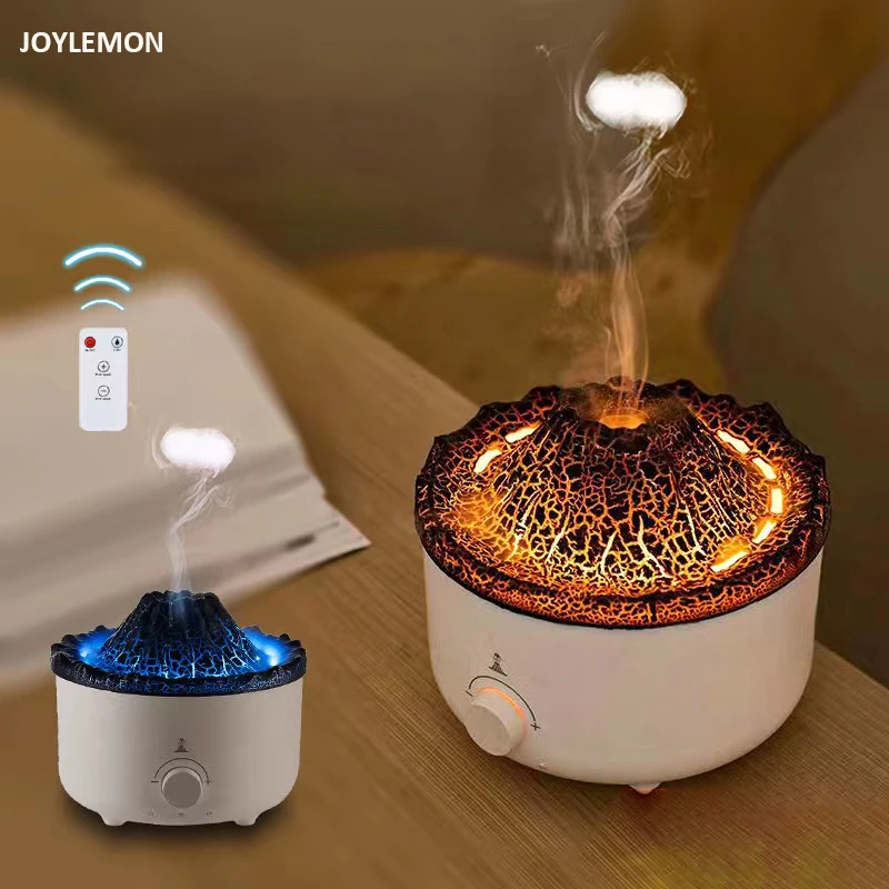 

560ML New Volcano Flame Air Humidfier Aroma Diffuser With Remote Control Best Simulation Fire Jellyfish Volcano Flame Diffuser