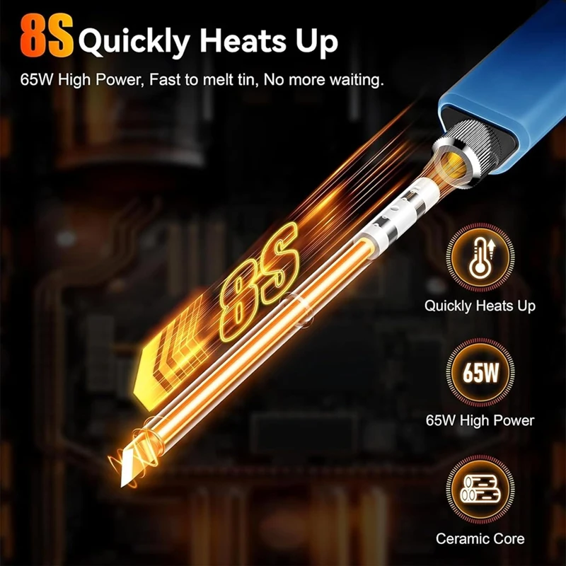 Умный портативный паяльник с зарядкой через USB-C OLED-экраном управлением Withpid 180–100