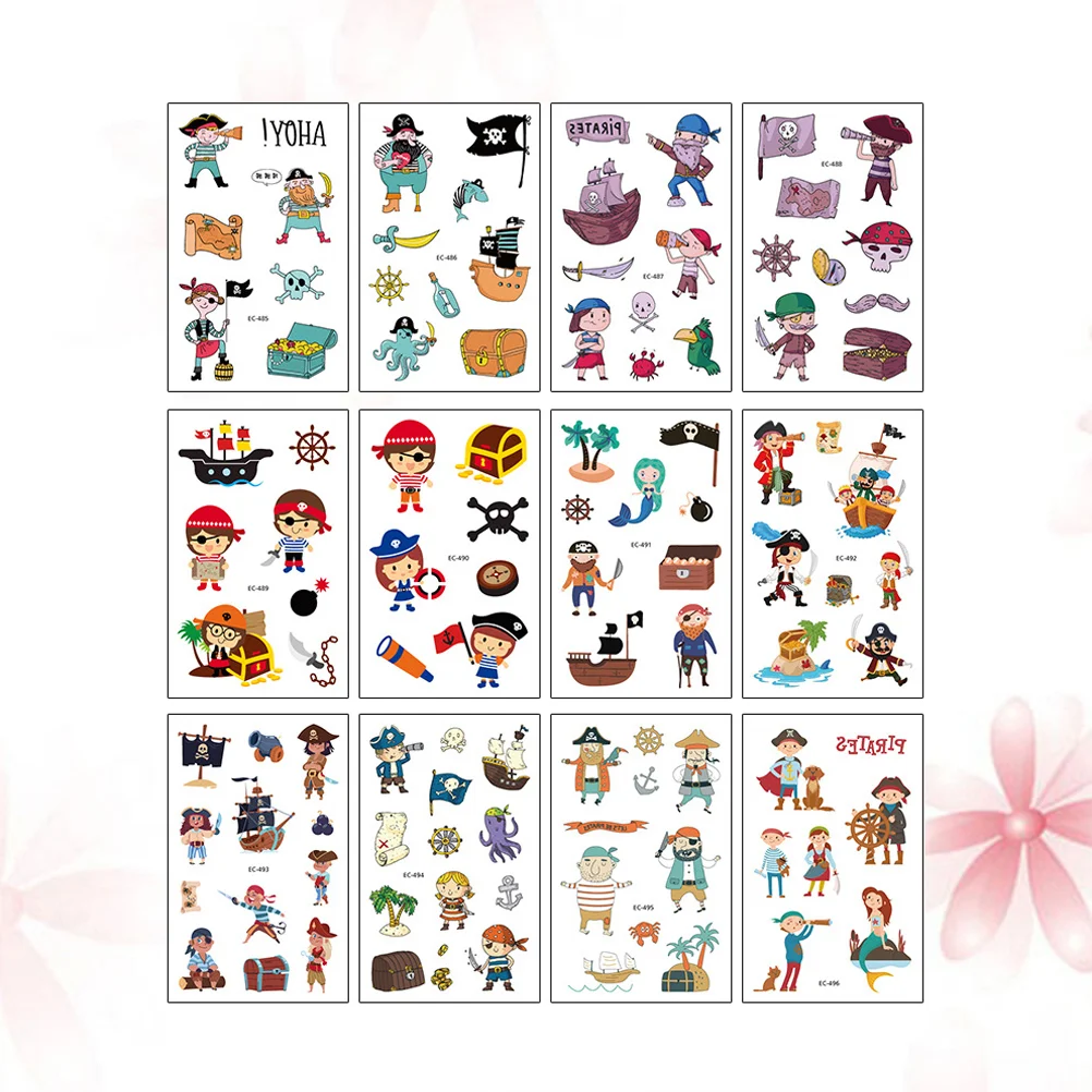 

12 Sheets Stickers Interesting Creative Pirate Body Stickers for Festival Gathering Party