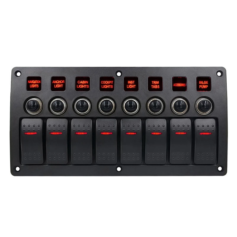 

Лодка автомобиль морской кулисный переключатель панель 8 каналов 3 контакта и автоматический выключатель защита от перегрузки Водонепрони...