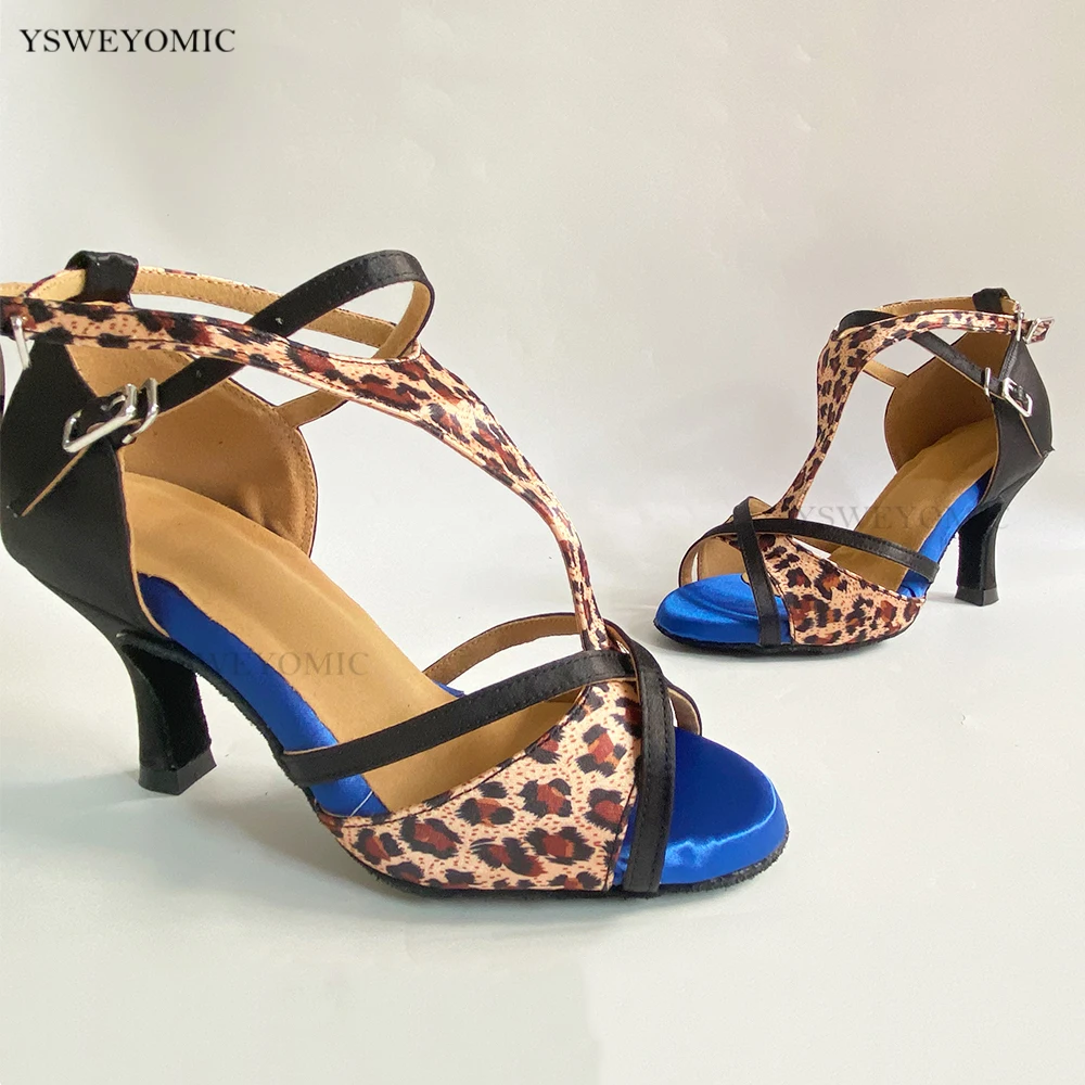 Women Latin Ballroom Dancing Shoes Soft Bottom Bachata Salsa Latin Dance Shoe for Ladies Girls Satin Party Dance Shoes